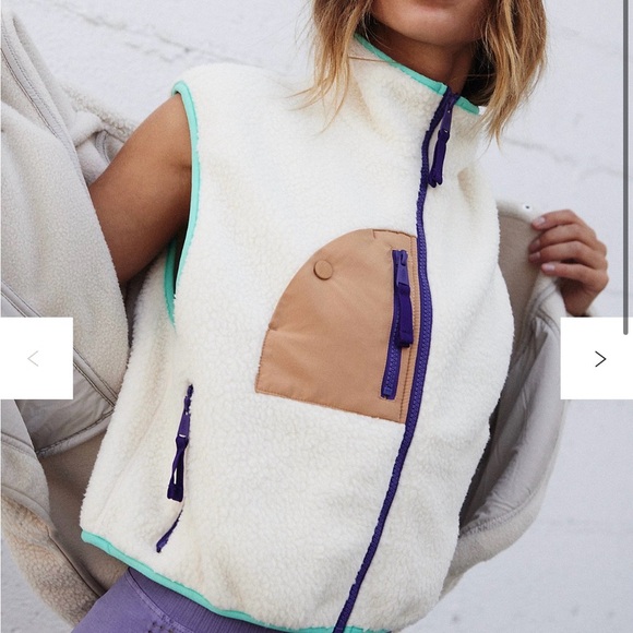 free people movement Jackets & Blazers - FP Movement by Free People Cream and Tan Crop Vest